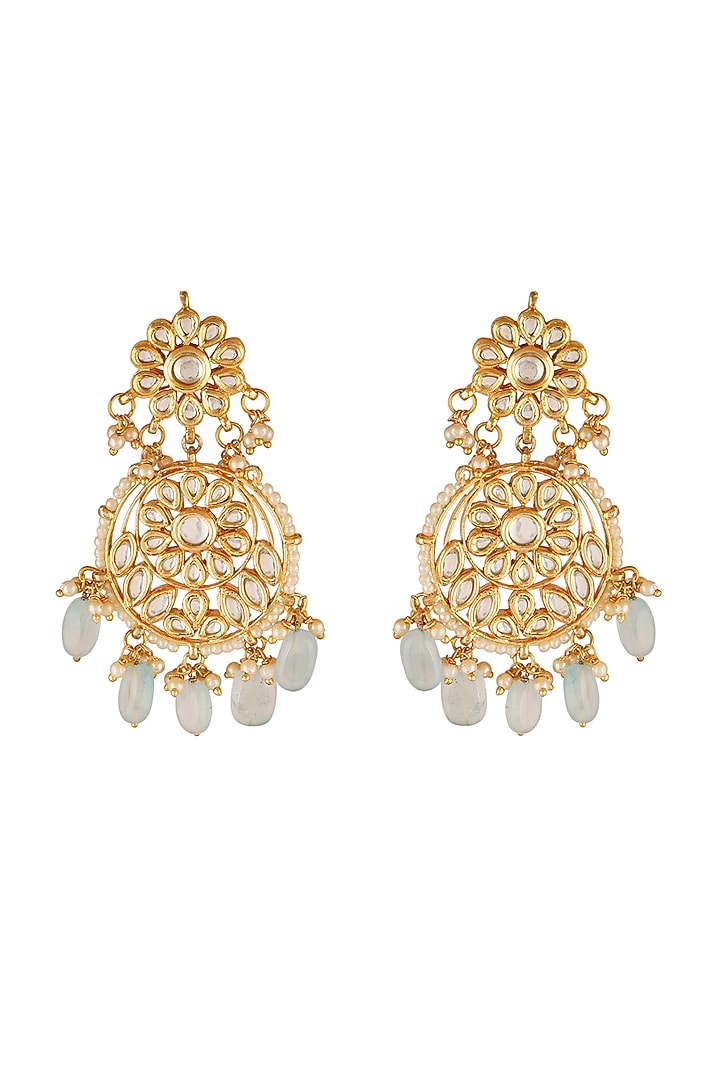 Gold Finish Kundan Chandbali Earrings by Chhavi's Jewels at Pernia's Pop Up Shop