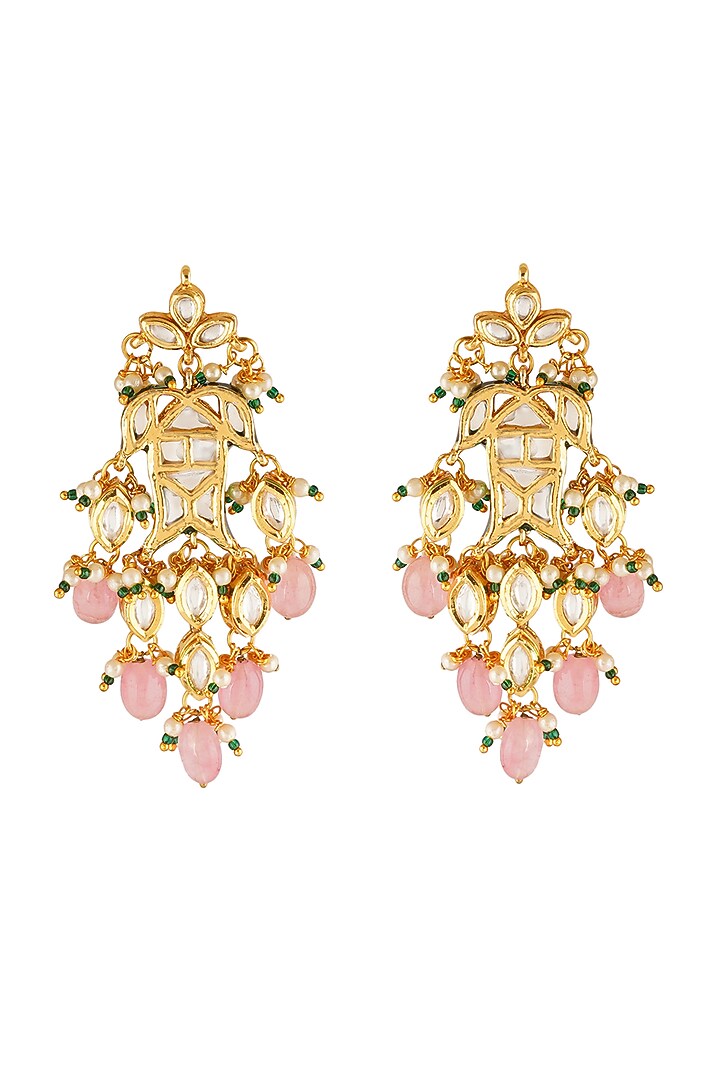 Gold Finish Kundan Polki Dangler Earrings by Chhavi's Jewels at Pernia's Pop Up Shop