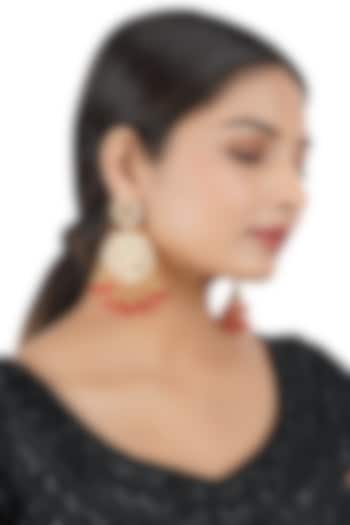 Gold Finish Chandbali Earrings With Kundan  by Chhavi's Jewels at Pernia's Pop Up Shop