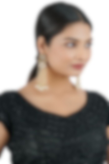 Gold Finish Dangler Earring With Kundan Polki by Chhavi's Jewels at Pernia's Pop Up Shop