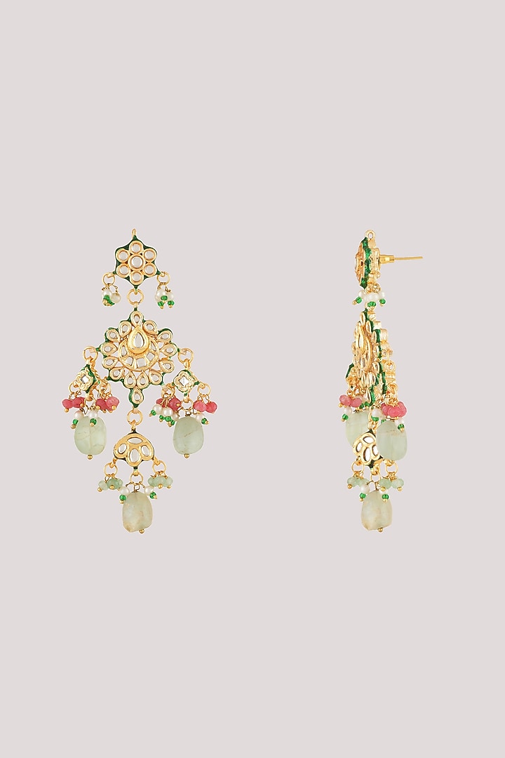 Gold Finish Kundan Polki Necklace Set by Chhavi'S Jewels at Pernia's Pop Up Shop
