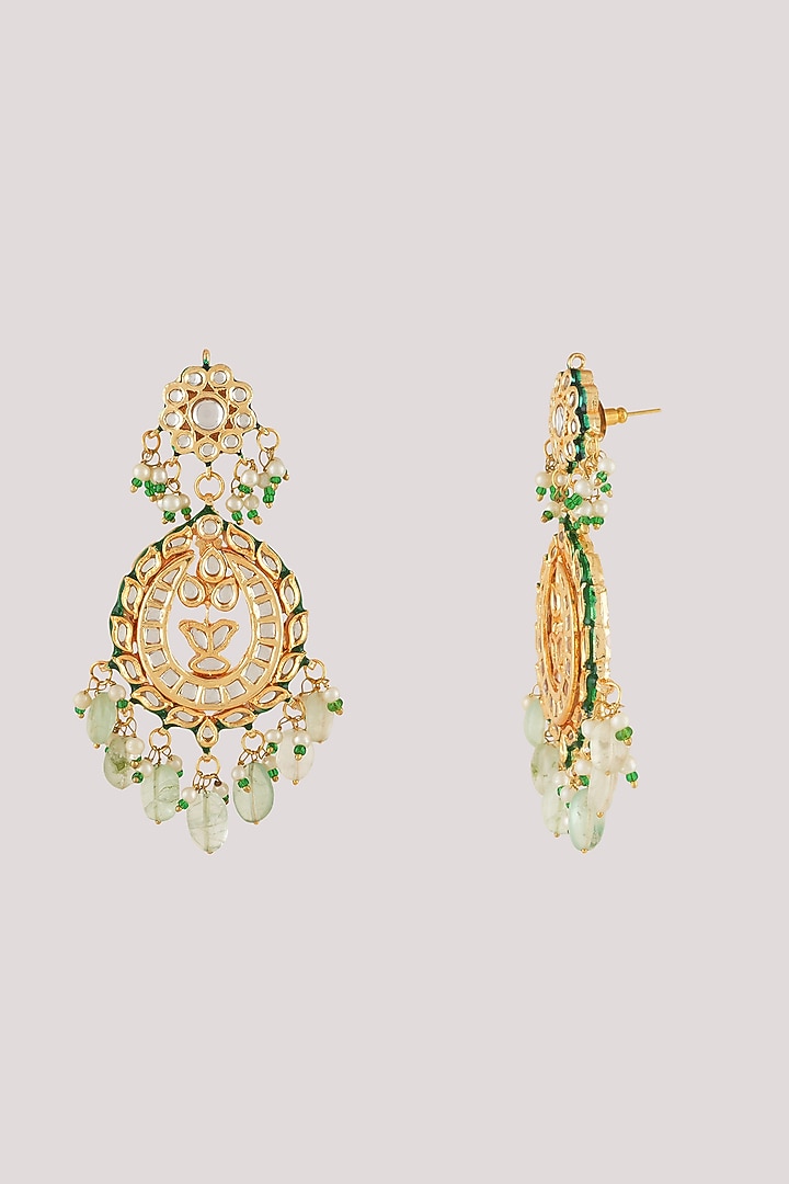 Gold Finish Kundan Polki Necklace Set by Chhavi'S Jewels at Pernia's Pop Up Shop