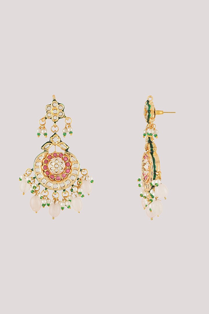Gold Finish Kundan Polki Choker Necklace Set by Chhavi'S Jewels at Pernia's Pop Up Shop