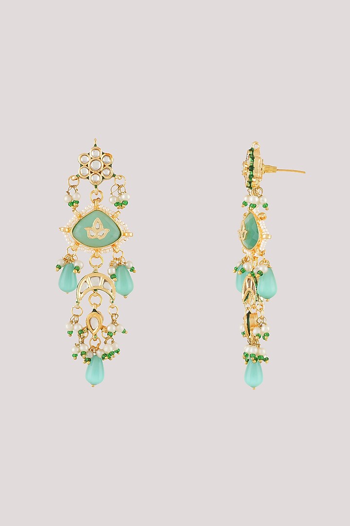 Gold Finish Kundan Polki Necklace Set by Chhavi'S Jewels at Pernia's Pop Up Shop