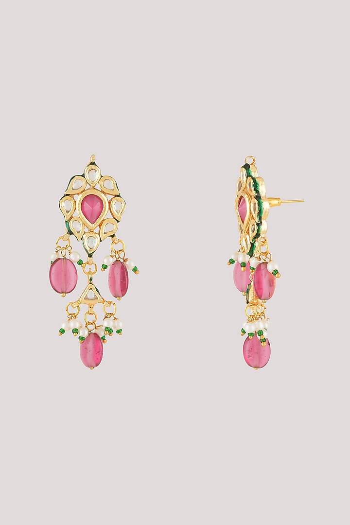 Gold Finish Kundan Polki Choker Necklace Set by Chhavi'S Jewels at Pernia's Pop Up Shop