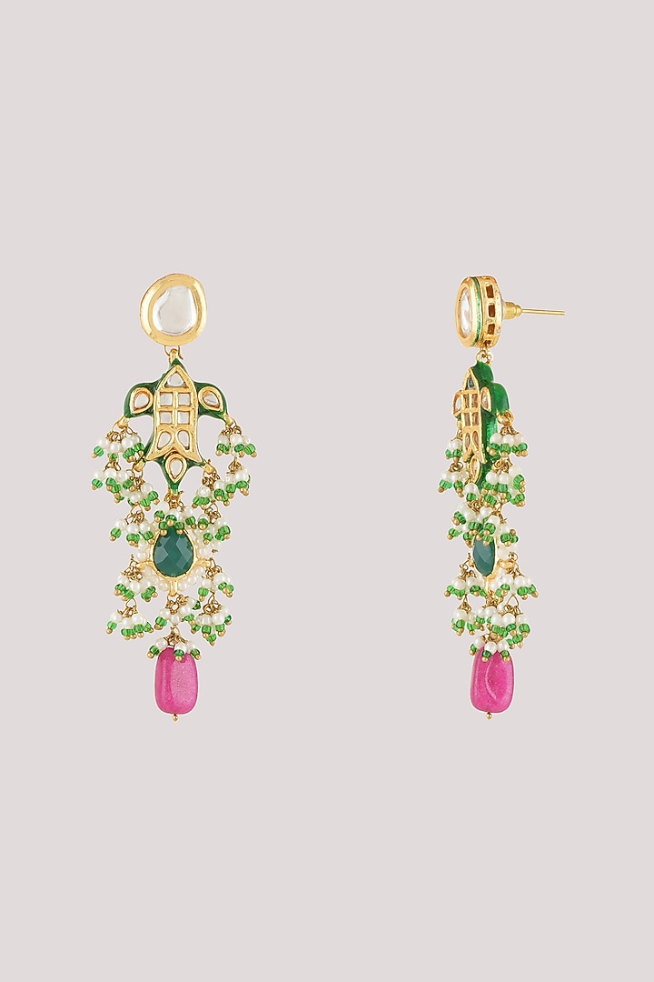 Gold Finish Kundan Polki Choker Necklace Set by Chhavi'S Jewels at Pernia's Pop Up Shop