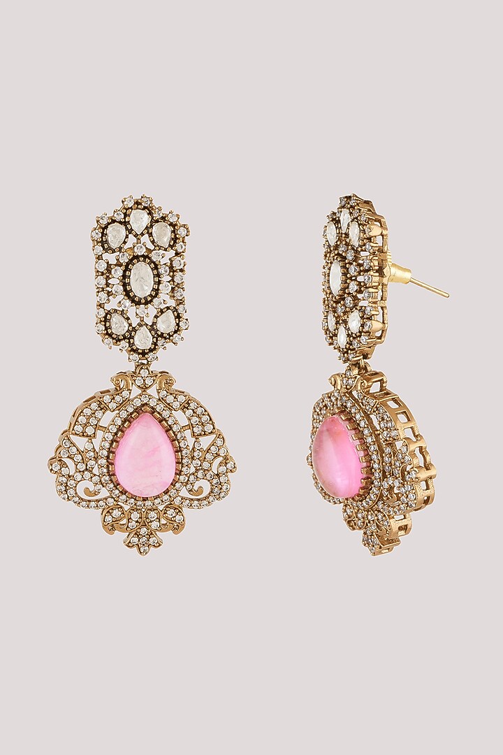 Gold Finish Kundan Polki Choker Necklace Set by Chhavi'S Jewels at Pernia's Pop Up Shop