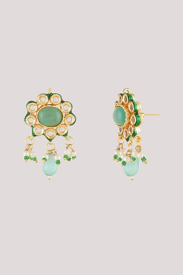 Gold Finish Kundan Polki Choker Necklace Set by Chhavi'S Jewels at Pernia's Pop Up Shop