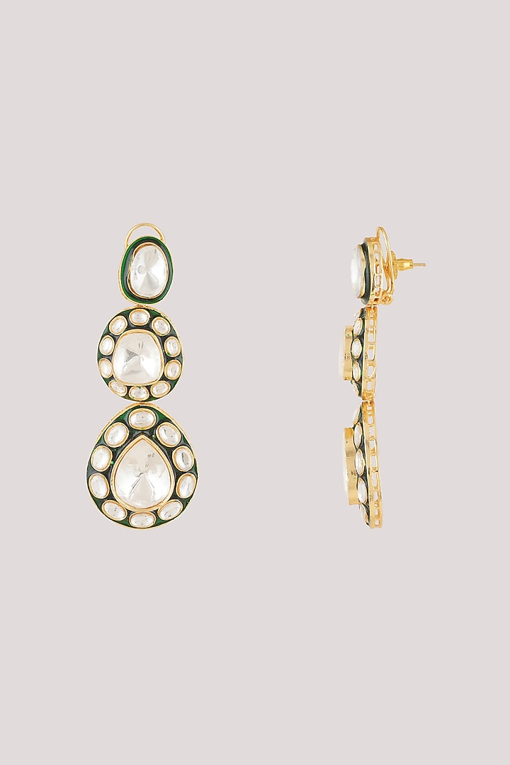 Gold Finish Kundan Polki Dangler Earrings by Chhavi'S Jewels at Pernia's Pop Up Shop