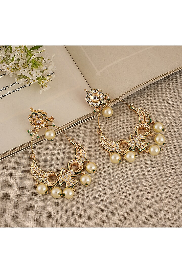 Gold Finish Kundan Polki Dangler Earrings by Chhavi'S Jewels at Pernia's Pop Up Shop