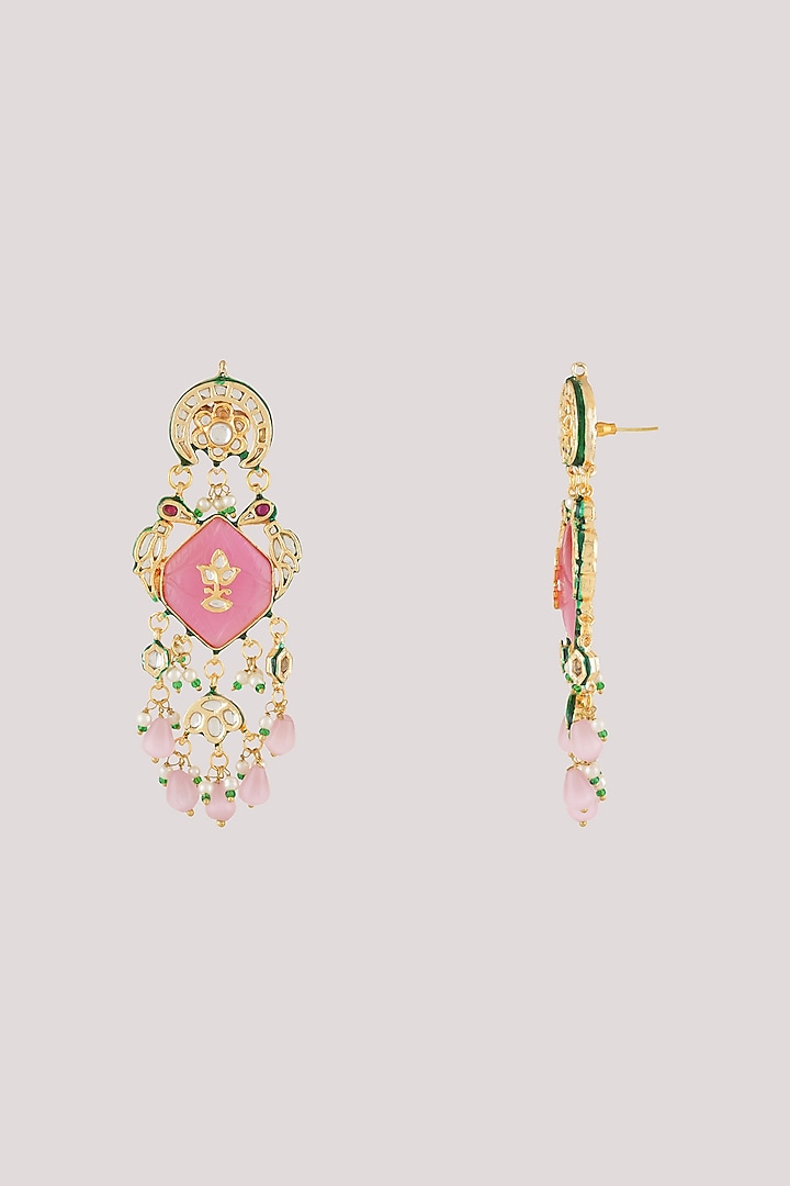 Gold Finish Kundan Polki Dangler Earrings by Chhavi'S Jewels at Pernia's Pop Up Shop