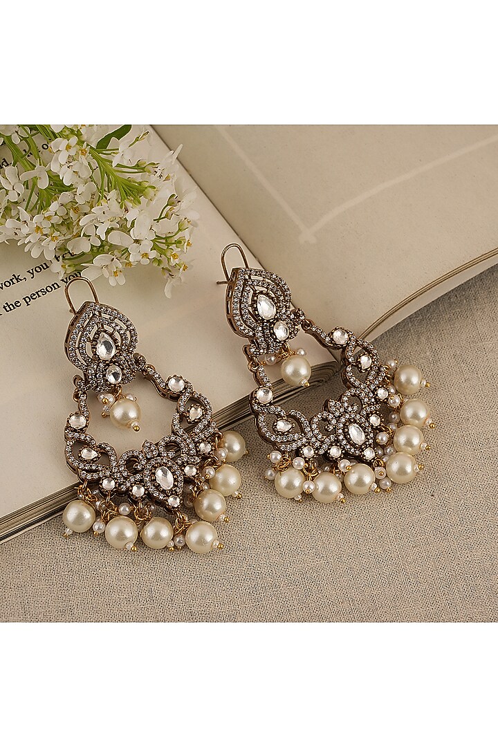 Gold Finish Kundan Polki Dangler Earrings by Chhavi'S Jewels at Pernia's Pop Up Shop