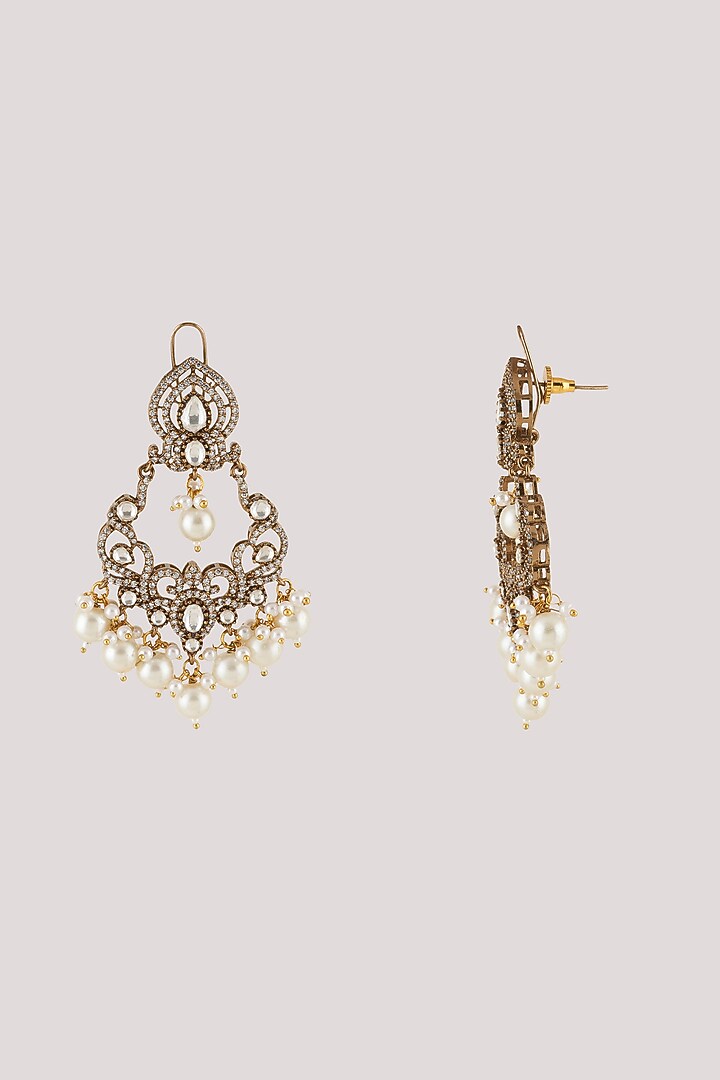 Gold Finish Kundan Polki Dangler Earrings by Chhavi'S Jewels at Pernia's Pop Up Shop