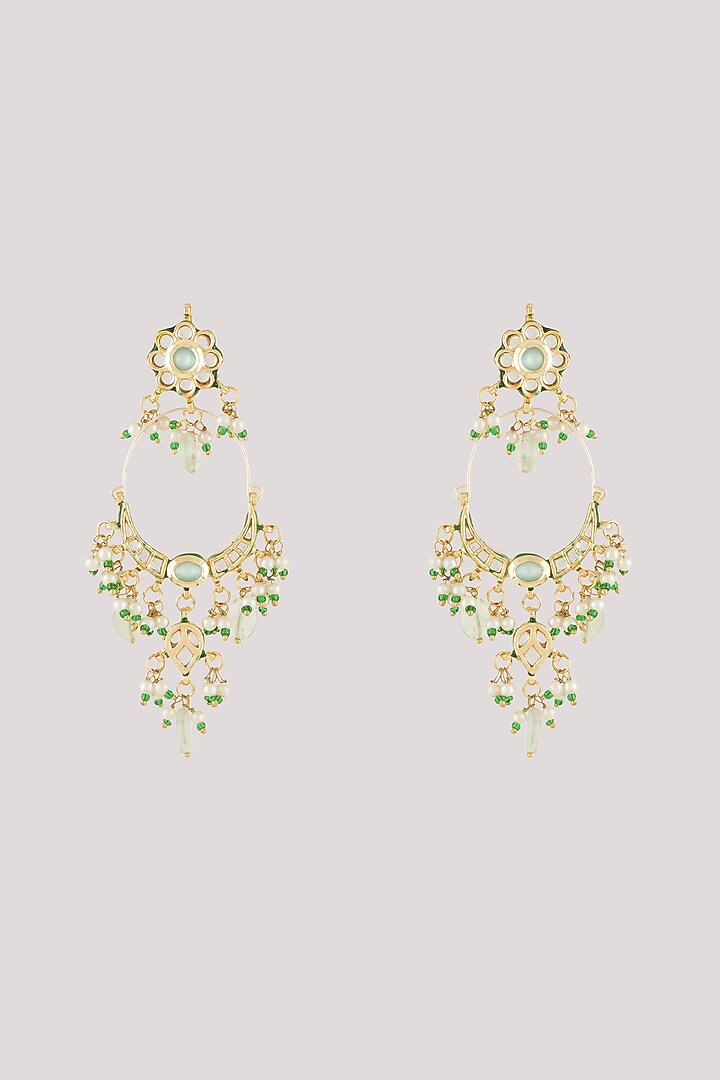 Gold Finish Kundan Polki Dangler Earrings by Chhavi'S Jewels at Pernia's Pop Up Shop