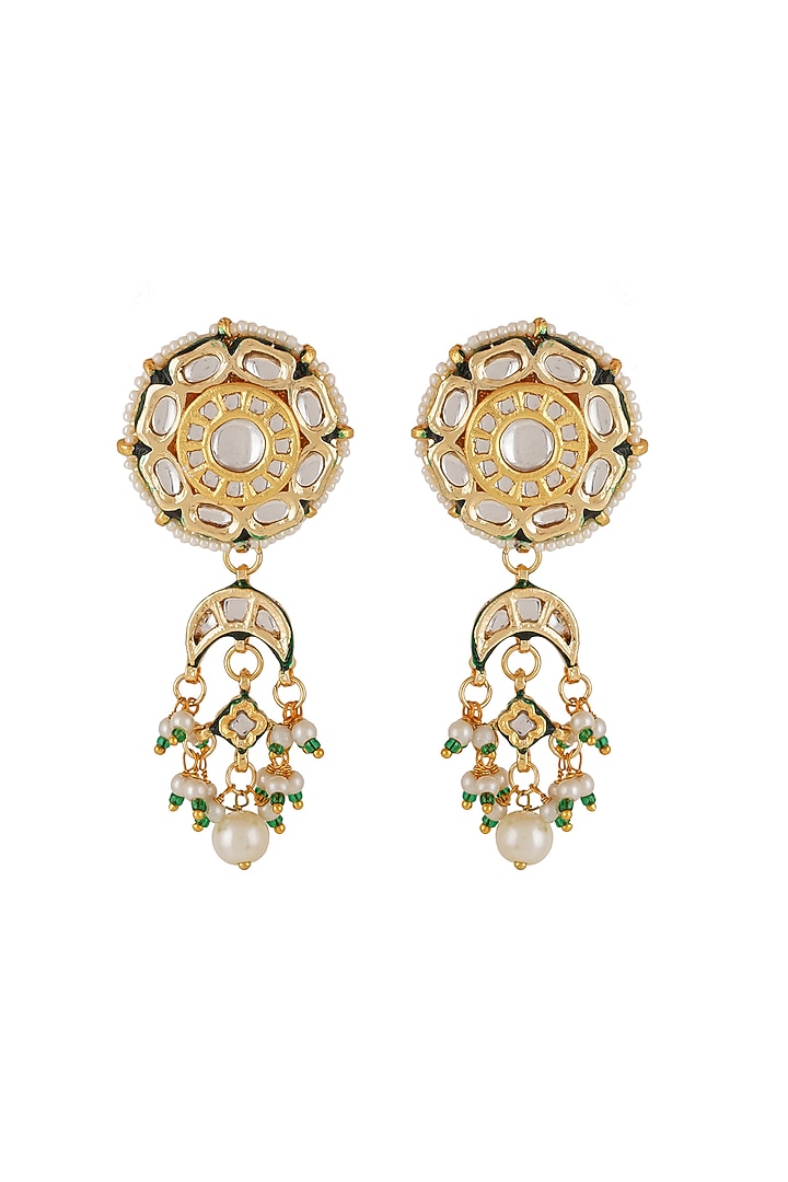 Gold Finish Kundan Polki & Pearl Choker Necklace Set by Chhavi'S Jewels at Pernia's Pop Up Shop