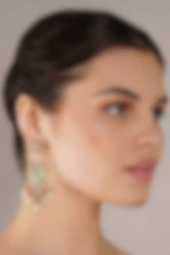 Gold Finish Multi-Colored Kundan Polki Dangler Earrings by Chhavi'S Jewels