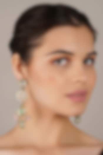 Gold Finish Multi-Colored Kundan Polki Dangler Earrings by Chhavi'S Jewels at Pernia's Pop Up Shop