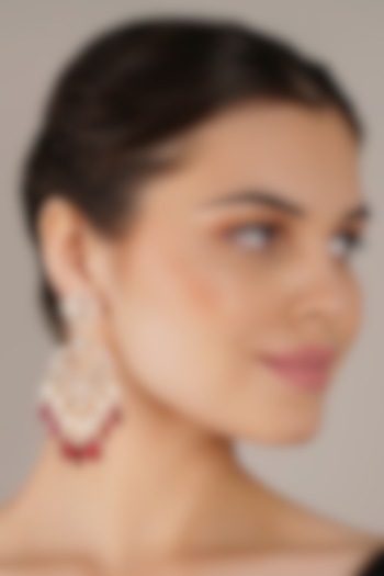 Gold Finish Red Kundan Polki Dangler Earrings by Chhavi'S Jewels at Pernia's Pop Up Shop