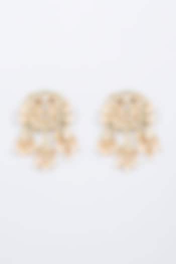 Gold Finish Pearl Stud Earrings by Chhavi's Jewels