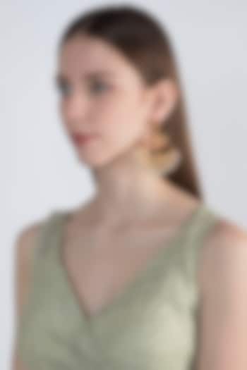 Gold Finish Red Stone Long Earrings by Chhavi's Jewels at Pernia's Pop Up Shop