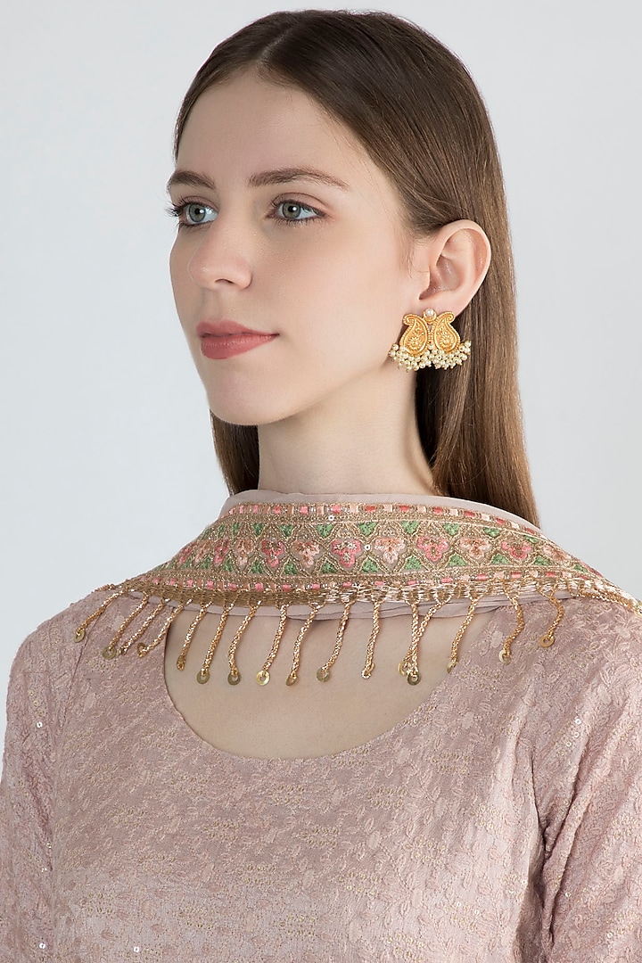Gold Finish Earrings by Chhavi's Jewels