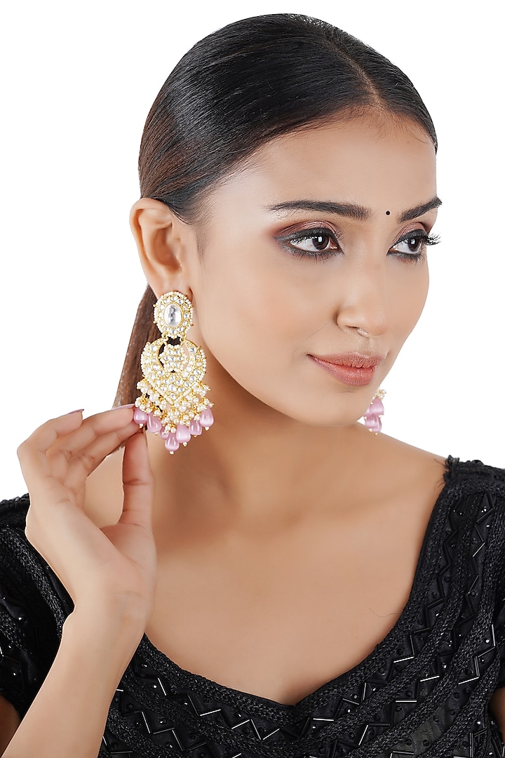 Gold Finish Chandbali Earrings by Chhavi's Jewels