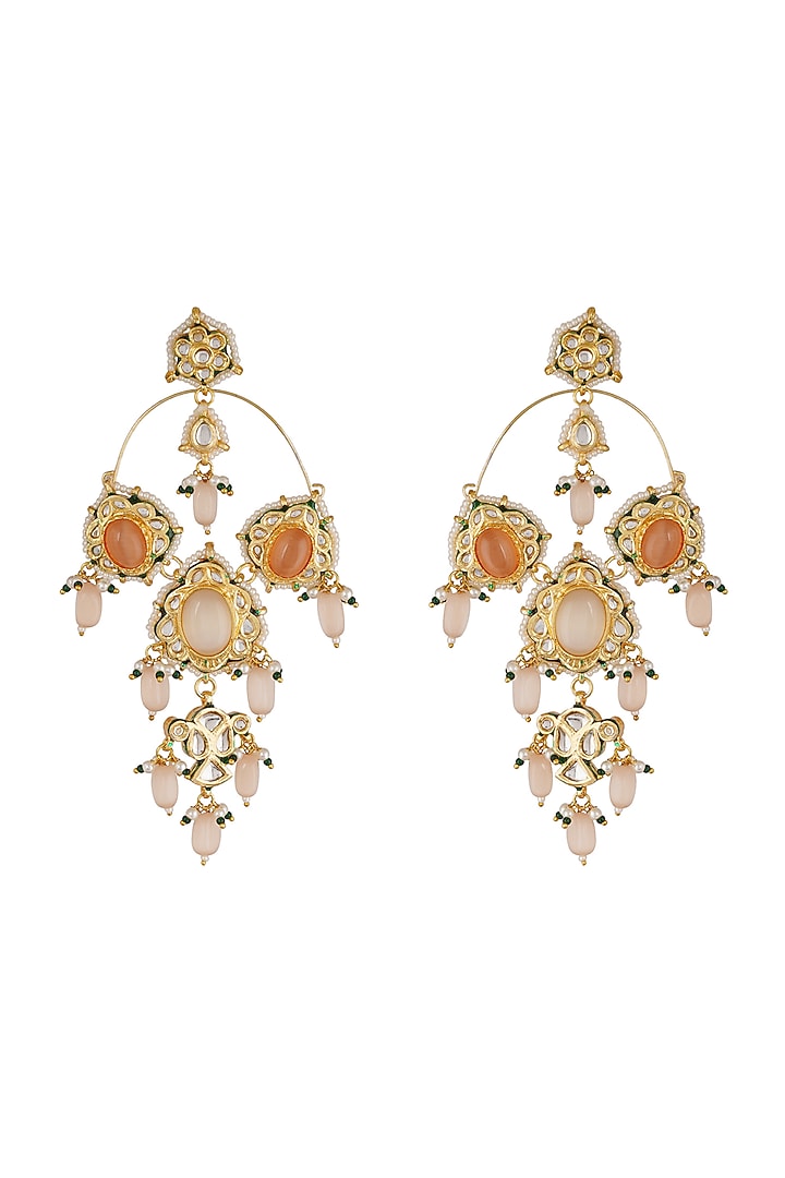 Gold Finish Pearl Hoop Earrings by Chhavi's Jewels at Pernia's Pop Up Shop