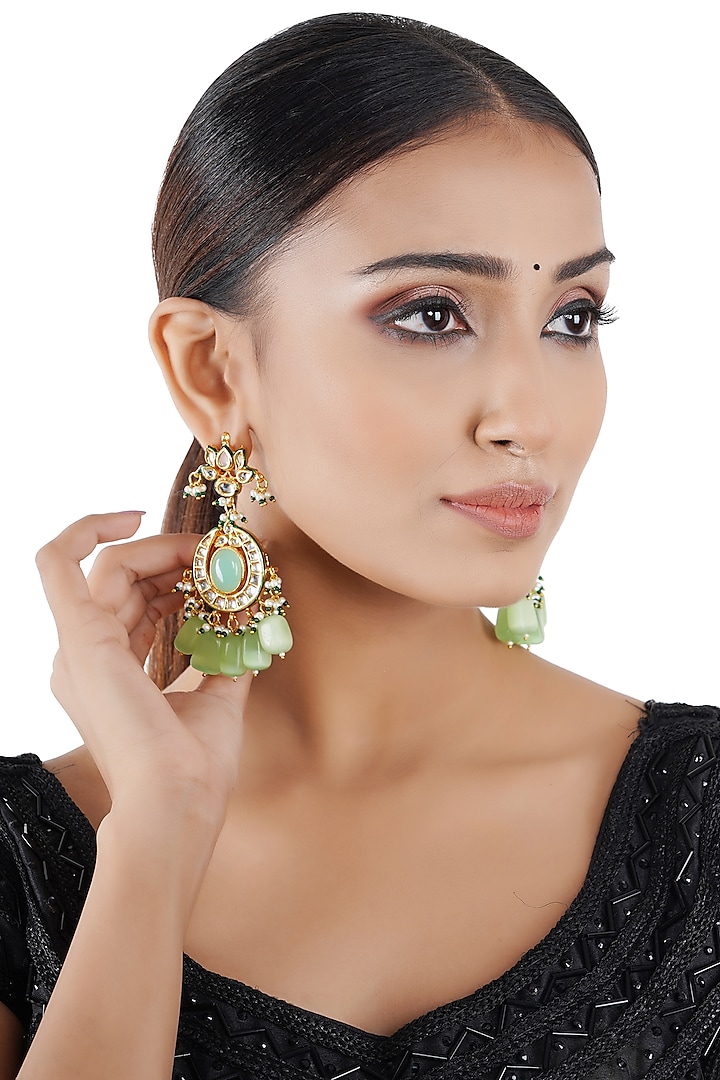 Gold Finish Dangler Earrings by Chhavi's Jewels