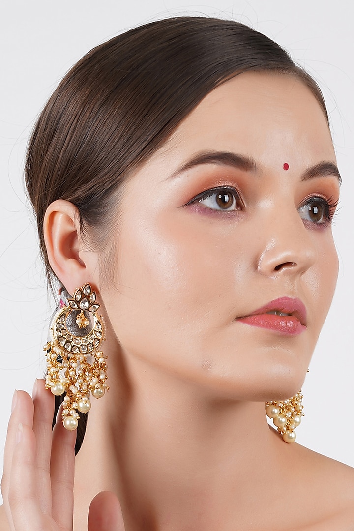 Gold Finish Chandbali Earrings by Chhavi's Jewels