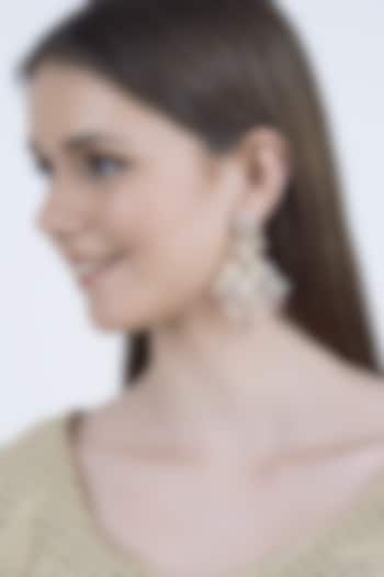 Gold Finish Rose Quartz Dangler Earrings by Chhavi's Jewels