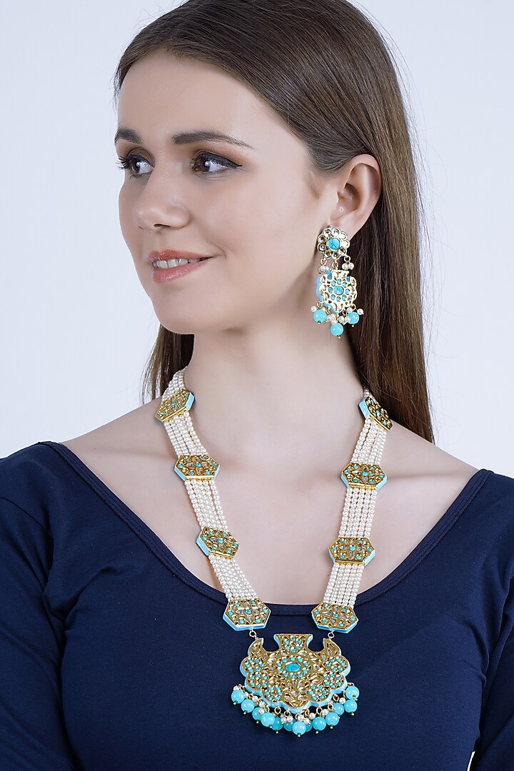 Gold Plated Feroza Necklace Set by Chhavi's Jewels at Pernia's Pop Up Shop