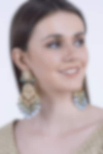 Gold Plated Aquamarine Stone Earrings by Chhavi's Jewels
