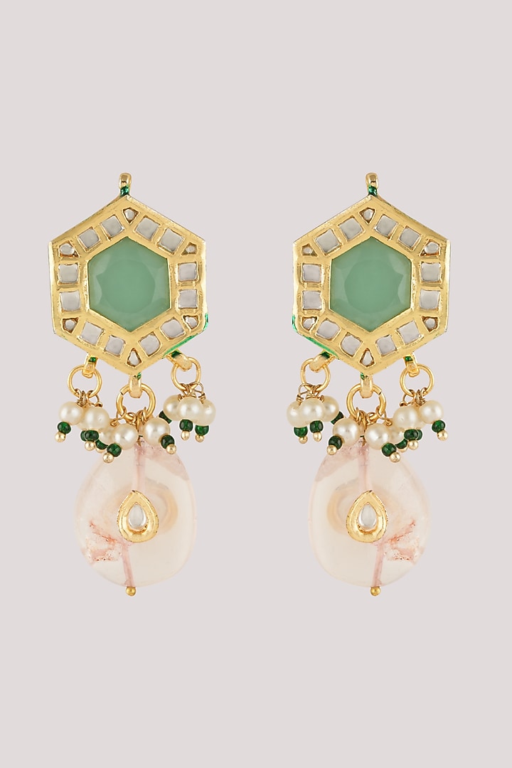 Gold Finish Kundan Polki & Multi-Colored Stone Choker Necklace Set by Chhavi's Jewels at Pernia's Pop Up Shop