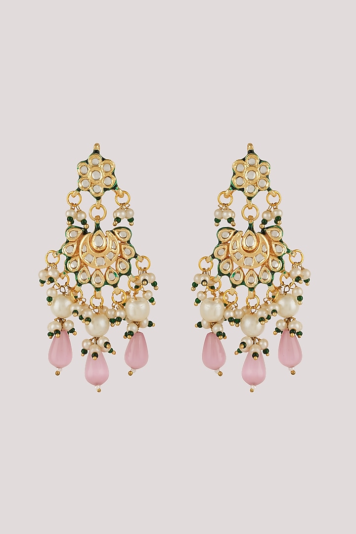 Gold Finish Kundan Polki & Pink Stone Choker Necklace Set by Chhavi's Jewels at Pernia's Pop Up Shop