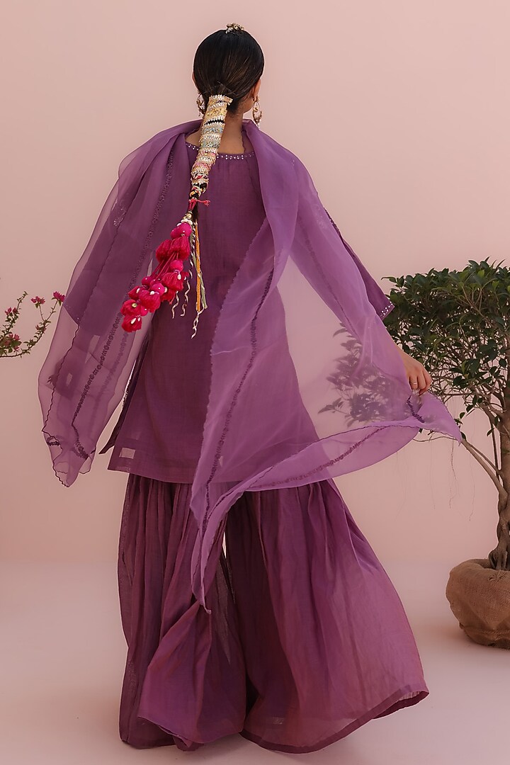 Lilac Tissue Chanderi Wedding Sharara Set by Charu Makkar at Pernia's Pop Up Shop