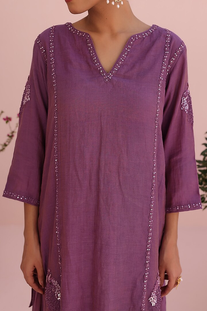 Lilac Tissue Chanderi Wedding Sharara Set by Charu Makkar at Pernia's Pop Up Shop