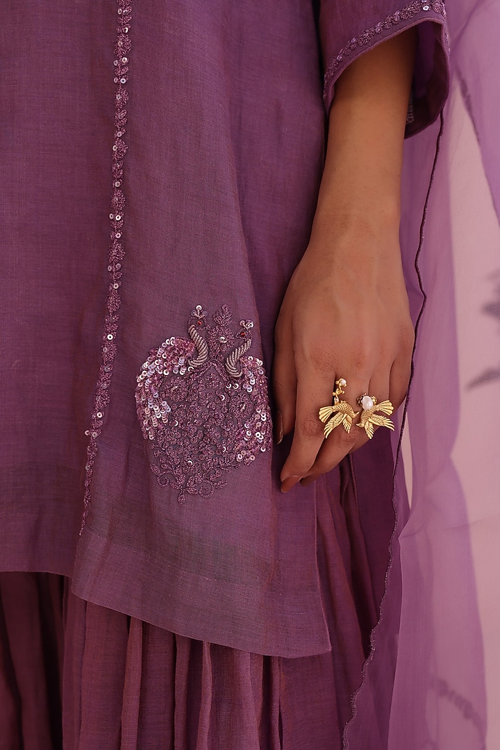 Lilac Tissue Chanderi Wedding Sharara Set by Charu Makkar at Pernia's Pop Up Shop