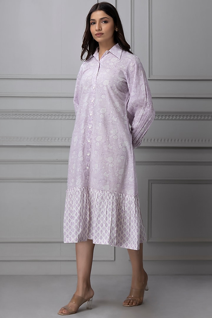 Lilac Cotton Tiered Summer Dress by Charu Makkar at Pernia's Pop Up Shop