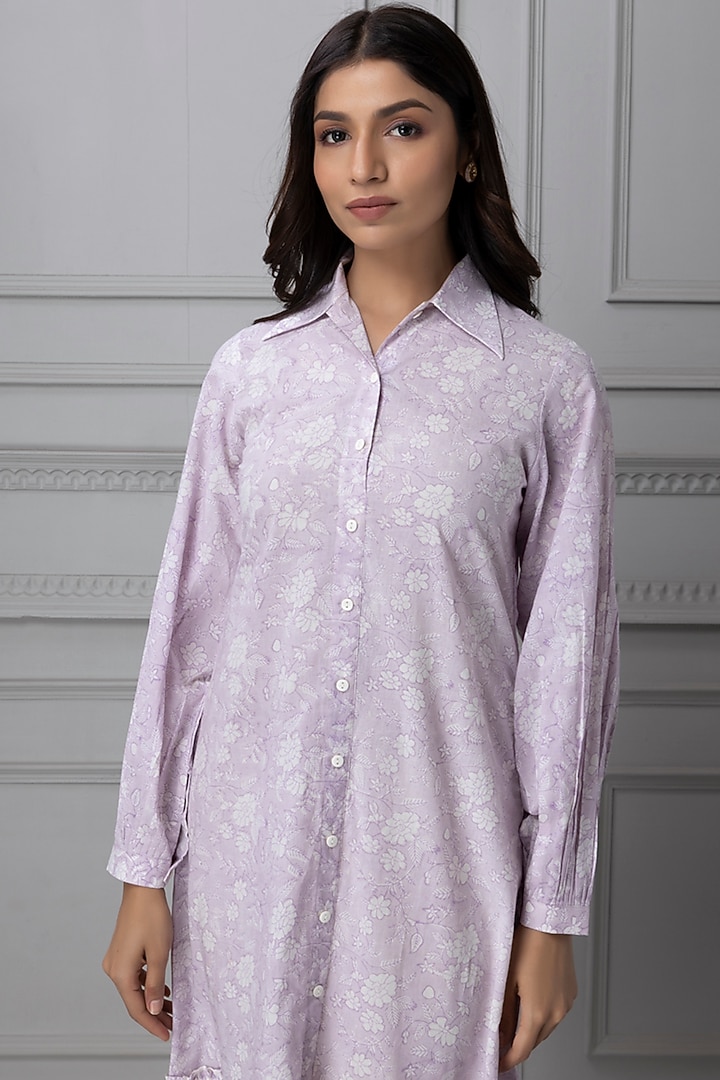 Lilac Cotton Tiered Summer Dress by Charu Makkar at Pernia's Pop Up Shop
