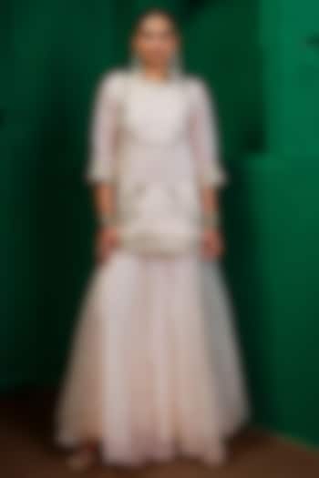 Pearl-Colored Organza Party Wear Sharara Set by Charu Makkar at Pernia's Pop Up Shop