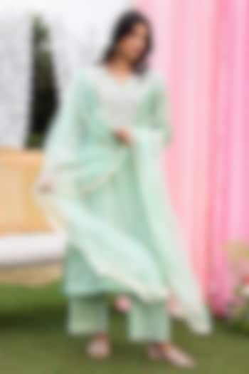 Tea Green Mul Chanderi Dori Work Kurta Set by Charu Makkar at Pernia's Pop Up Shop