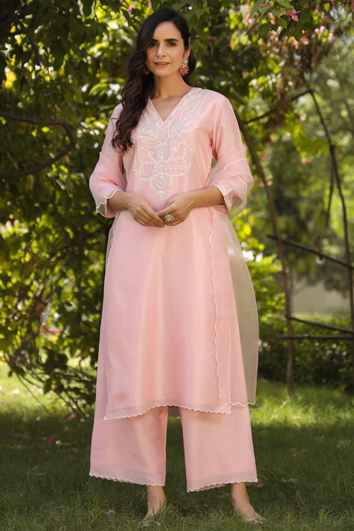 Pink Silk Kurta Set by Charu Makkar at Pernia's Pop Up Shop
