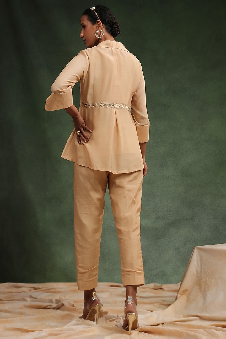 Beige Cotton Silk Co-Ord Set by Charu Makkar at Pernia's Pop Up Shop