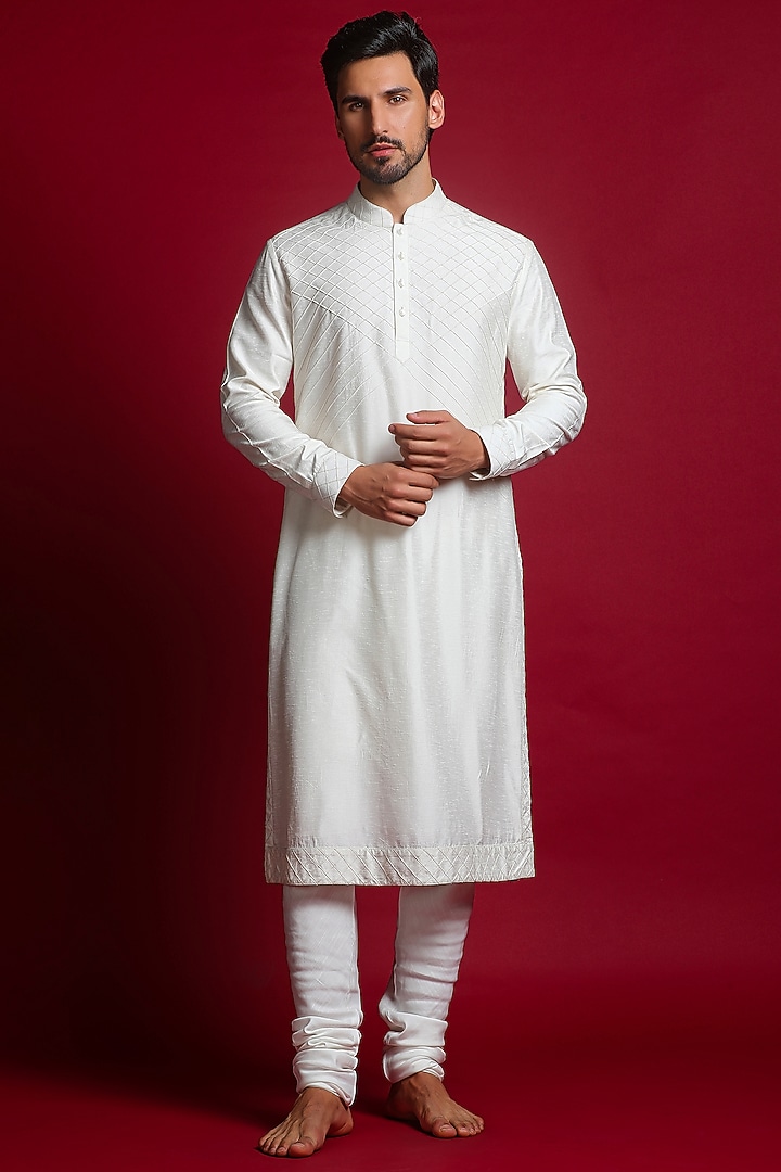 Mint Green Linen Silk Dori & Cutdana Embroidered Groom Sherwani Set by Char Chaand at Pernia's Pop Up Shop