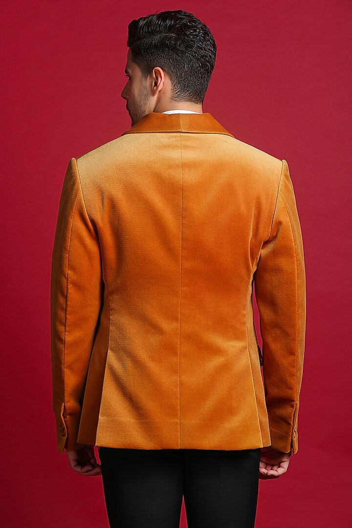 Orange Silk Velvet Tuxedo Jacket by Char Chaand at Pernia's Pop Up Shop