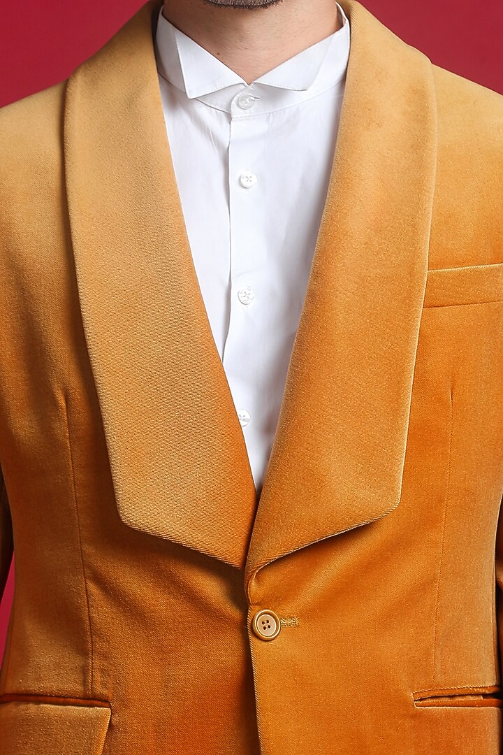 Orange Silk Velvet Tuxedo Jacket by Char Chaand at Pernia's Pop Up Shop