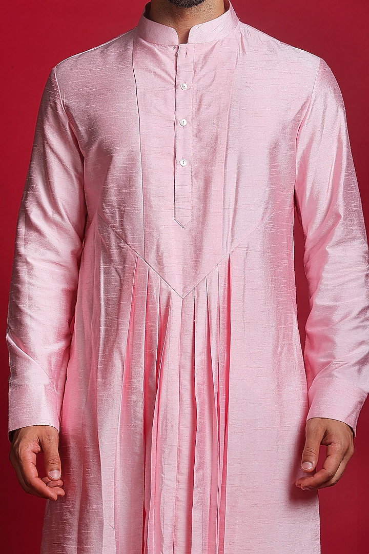 Ivory Satin Silk Resham & Glass Bead Embroidered Groom Sherwani Set by Char Chaand at Pernia's Pop Up Shop