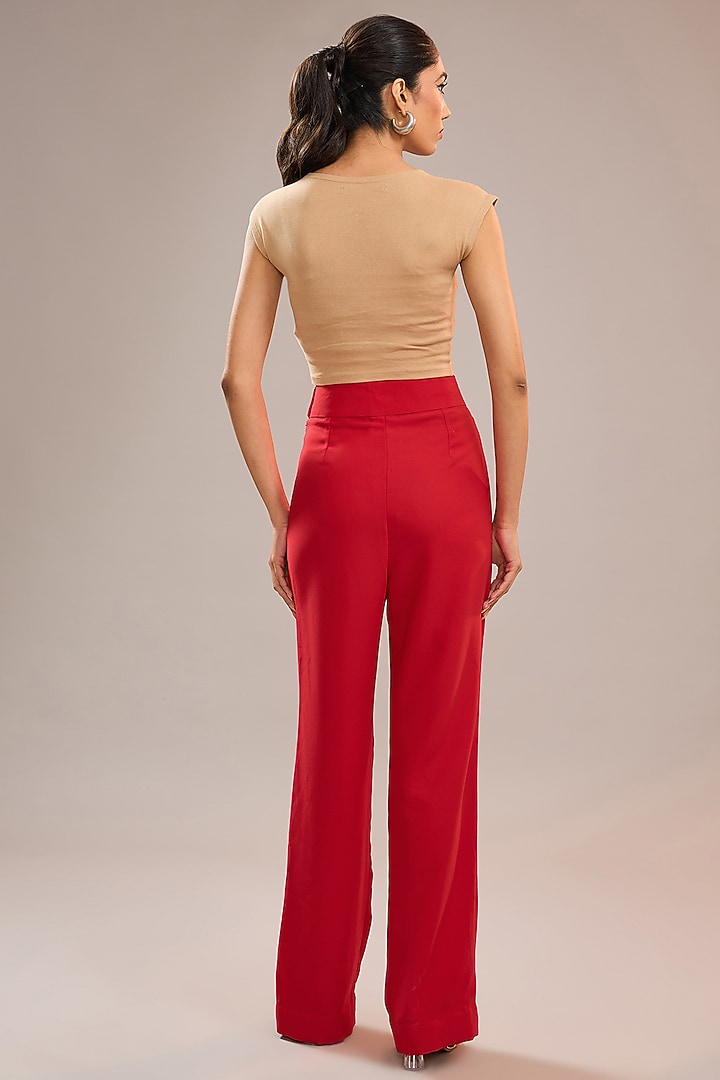 Scarlet Red Imported Crepe Pants by CP by Chandini and Priyanka at Pernia's Pop Up Shop