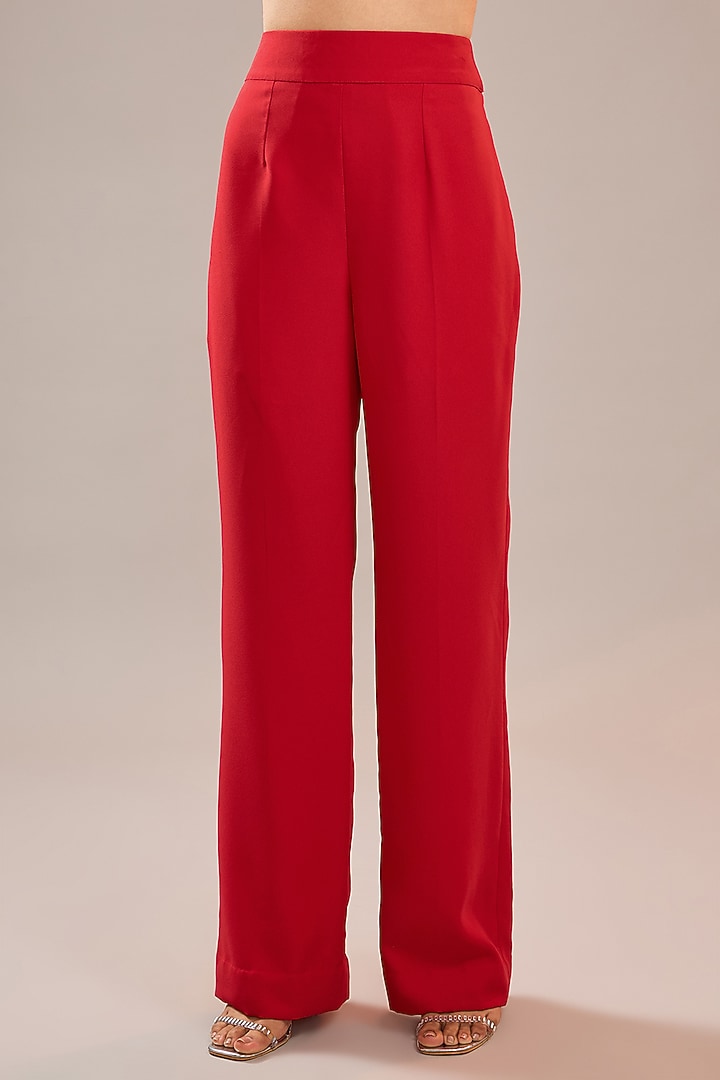 Scarlet Red Imported Crepe Pants by CP by Chandini and Priyanka at Pernia's Pop Up Shop