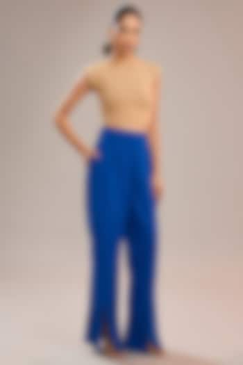 Imperial Blue Imported Crepe Pants by CP by Chandini and Priyanka at Pernia's Pop Up Shop